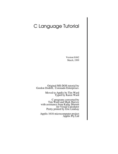 Cover of the C Language Tutorial PDF