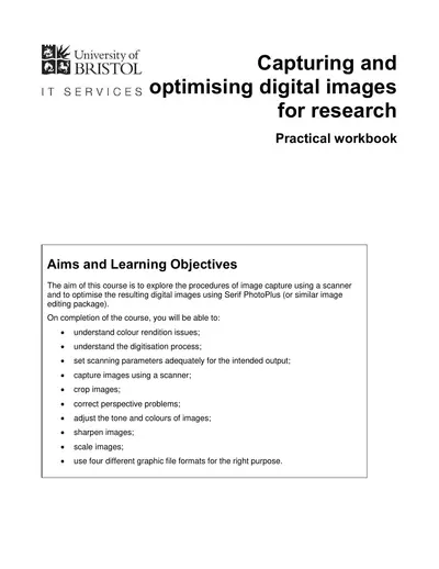 Capturing and optimising images for research — free PDF cover
