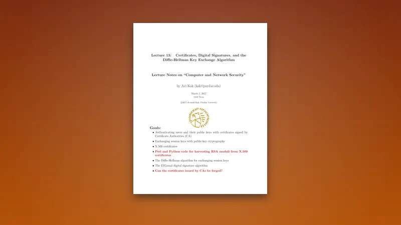 Digital Certificates, Signatures & Diffie-Hellman Explained — Free PDF — PDF cover
