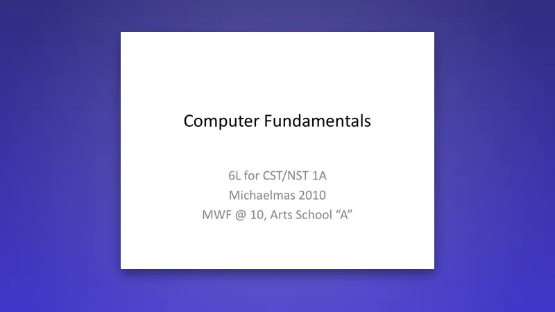 Computer Fundamentals PDF: Architecture & Data Representation — PDF cover