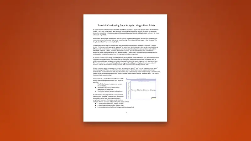 Conducting Data Analysis Using a Pivot Table — Free PDF — PDF cover