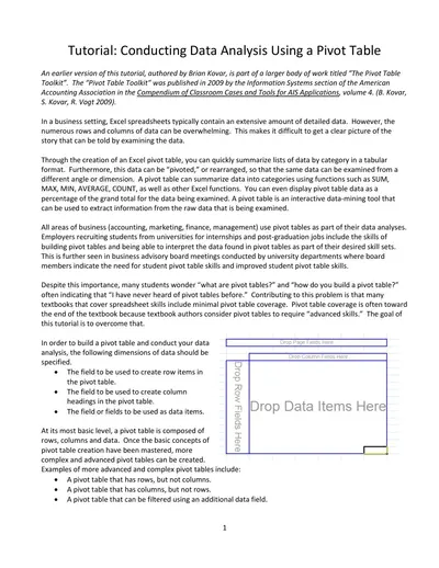 Cover of the Conducting Data Analysis Using a Pivot Table PDF