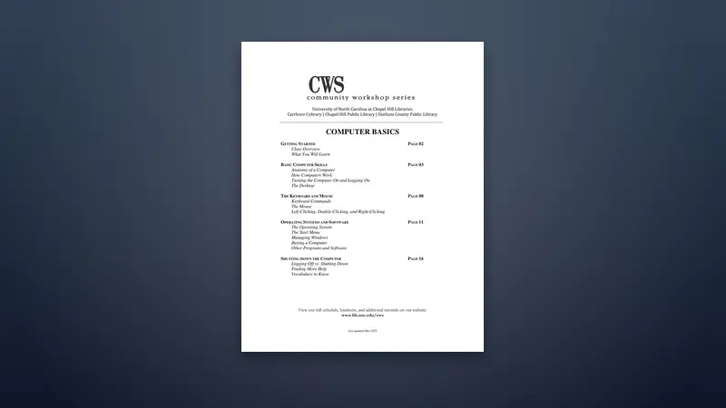 Computer basics PDF — Microsoft Windows Essentials — PDF cover