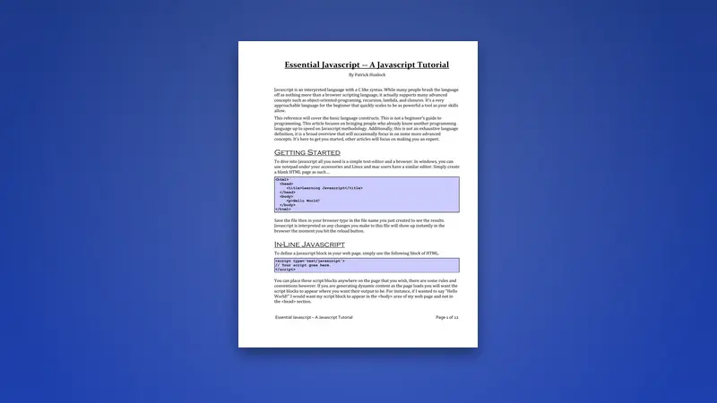 Essential JavaScript: A Practical Beginner's Guide — PDF cover
