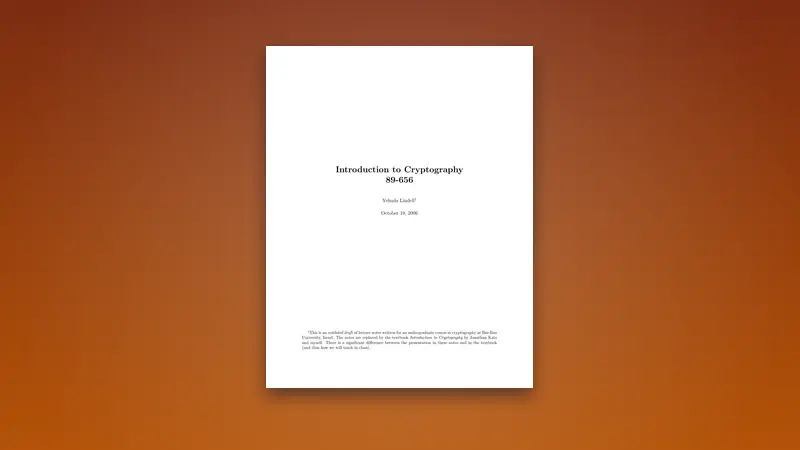 Introduction to Cryptography PDF — Foundations & Protocols — PDF cover