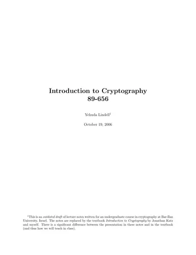 Introduction to Cryptography — free PDF cover