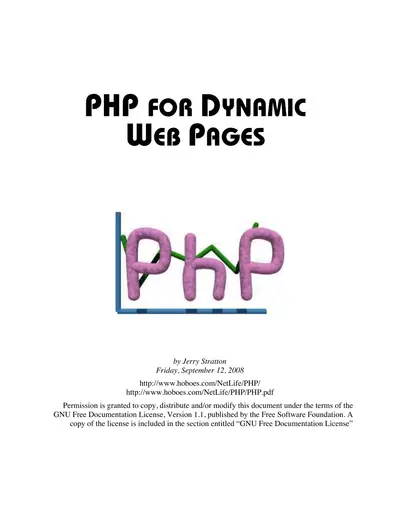 Cover of the PHP for dynamic web pages PDF
