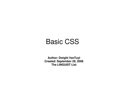 Cover of the Basic CSS PDF