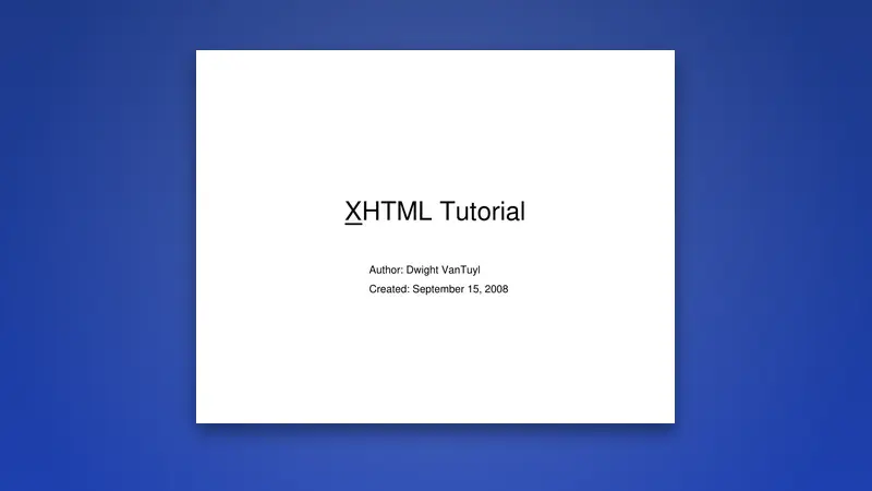 XHTML Tutorial — XHTML & CSS Fundamentals Guide — PDF cover
