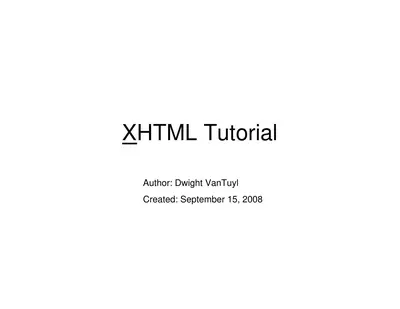 Cover of the XHTML Tutorial PDF