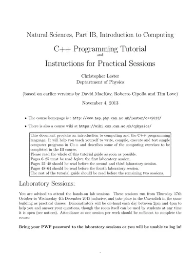Cover of the C++ Programming Tutorial PDF