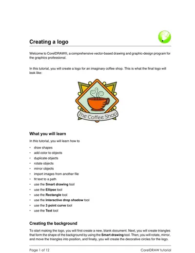 Cover of the Creating a logo using CorelDraw PDF