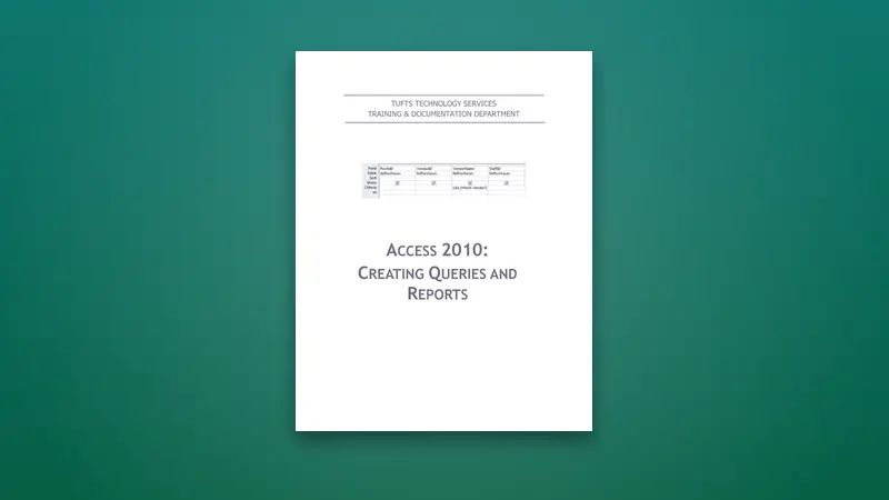 Creating Queries and Reports (Access) — Free PDF — PDF cover