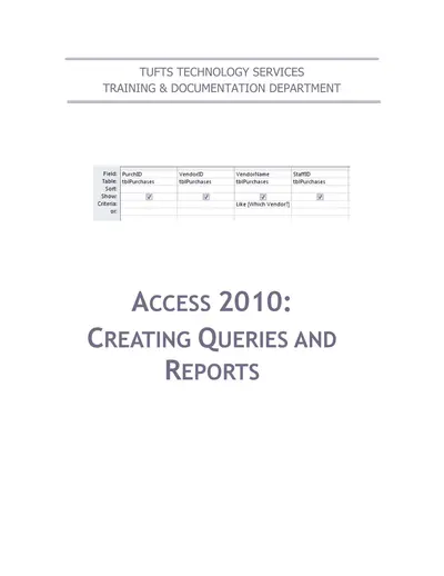 Creating Queries and Reports (Access) — free PDF cover