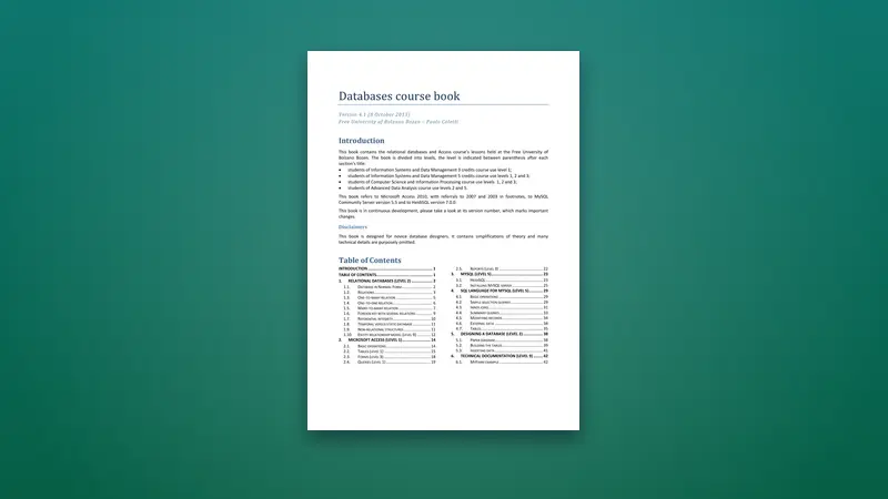 Databases Course Book PDF – SQL Fundamentals — PDF cover