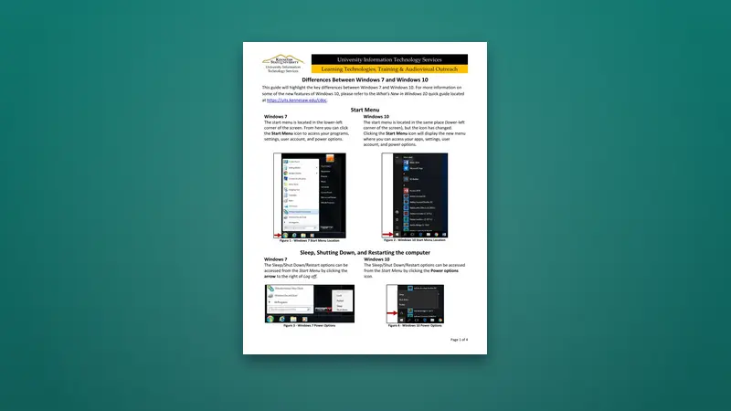 Differences Between Windows 7 and Windows 10 — Free PDF — PDF cover