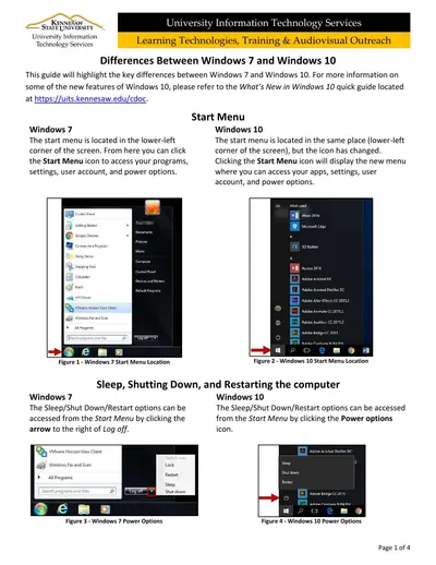 Differences Between Windows 7 and Windows 10 — free PDF cover