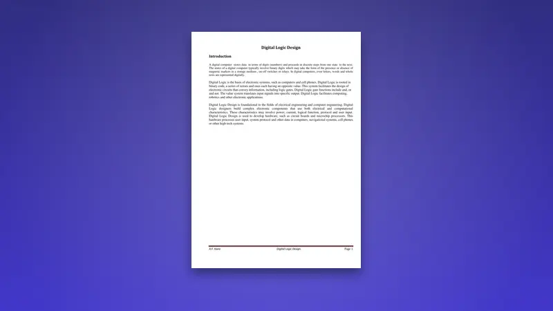 Digital Logic Design Fundamentals PDF — PDF cover
