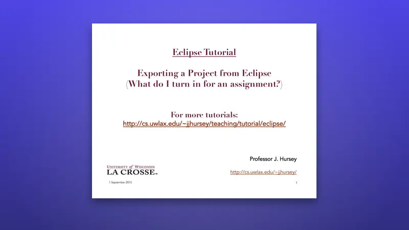 Eclipse PDF: Exporting a Project — Export & Verify Guide — PDF cover