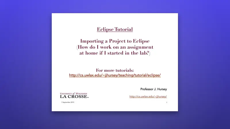 Eclipse PDF: Importing a Project Tutorial — PDF cover