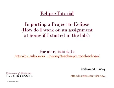 Cover of the Eclipse: Importing a Project PDF