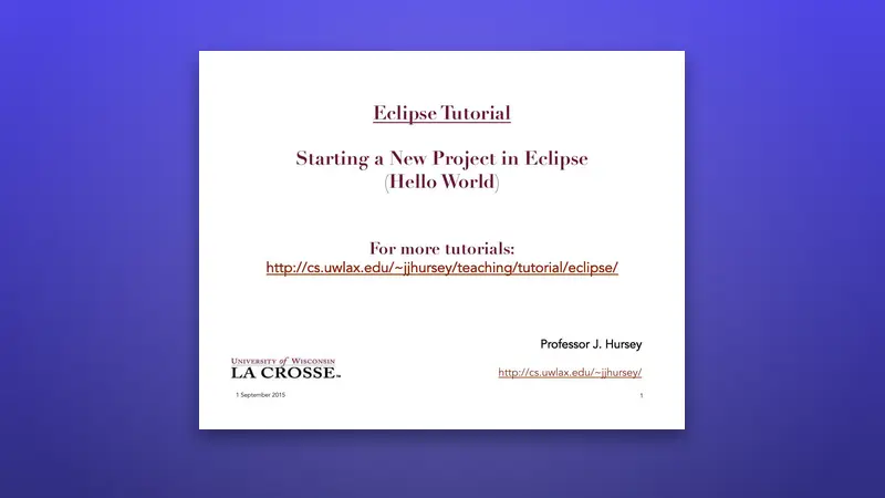 Eclipse PDF: Starting a New Project (Hello world) — PDF cover
