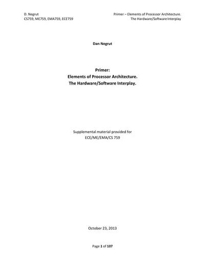 Elements of Processor (CPU) Architecture — free PDF cover