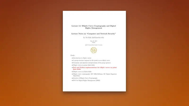 Elliptic Curve Cryptography & Digital Rights Management — PDF cover