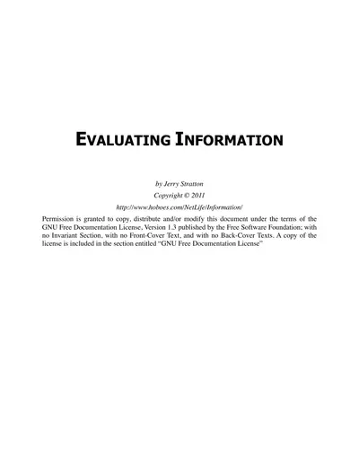 Cover of the Evaluating Information PDF