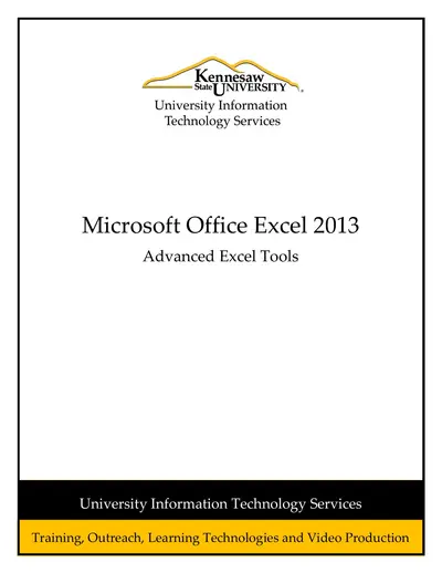 Cover of the Excel 2013: Advanced Excel Tools PDF