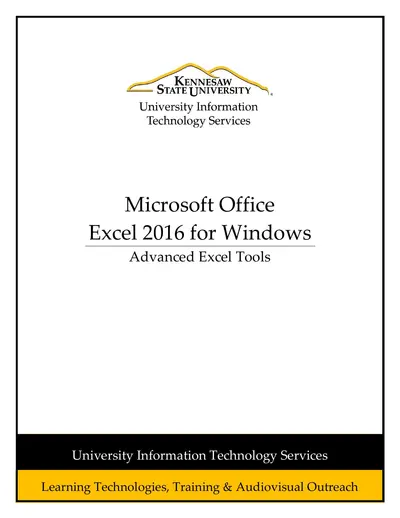Cover of the Excel 2016 - Advanced Excel Tools PDF