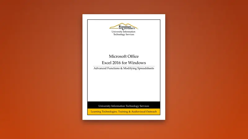 Excel 2016 PDF - Advanced Functions & Modifying Spreadsheets — PDF cover