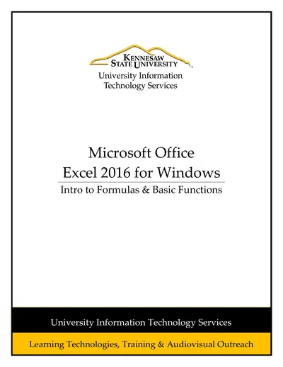 Cover of the Excel 2016 - Intro to Formulas & Basic Functions PDF