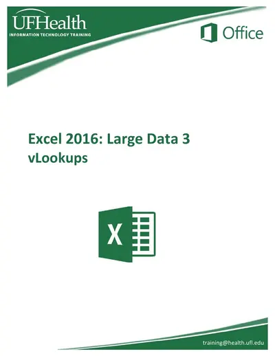 Cover of the Excel 2016 Large Data vLookups PDF
