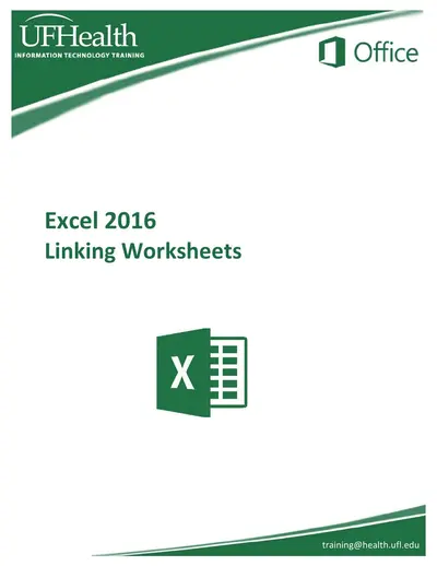 Cover of the Excel 2016 Linking Worksheets PDF