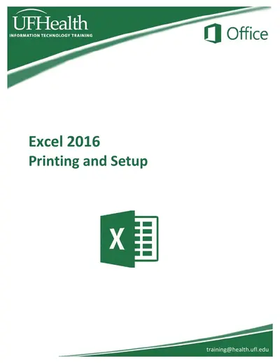 Cover of the Excel 2016 Printing and Setup PDF