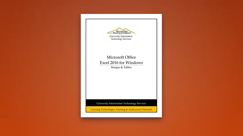 Excel 2016 PDF - Ranges & Tables: Workbook Skills — PDF cover