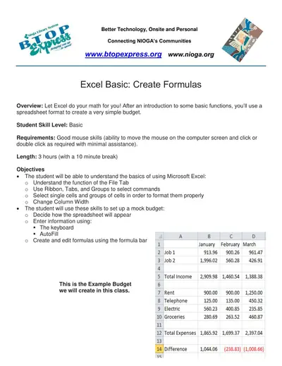 Cover of the Excel Basic: Create Formulas PDF