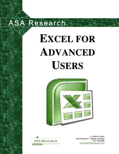 Cover of the Excel for advanced users PDF