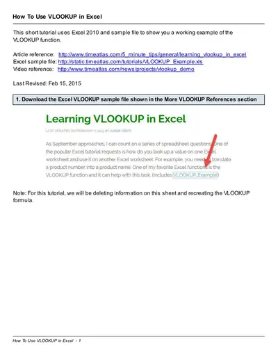 Cover of the Excel How To Use VLOOKUP PDF