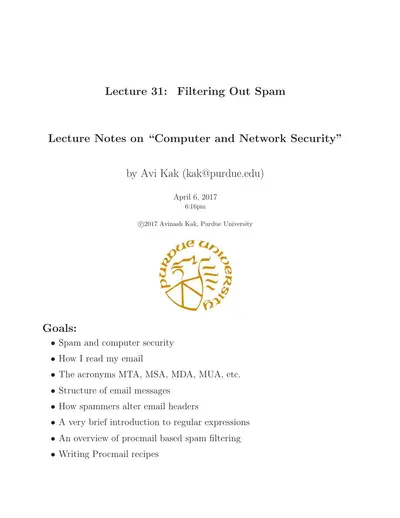 Cover of the Filtering Out Spam PDF