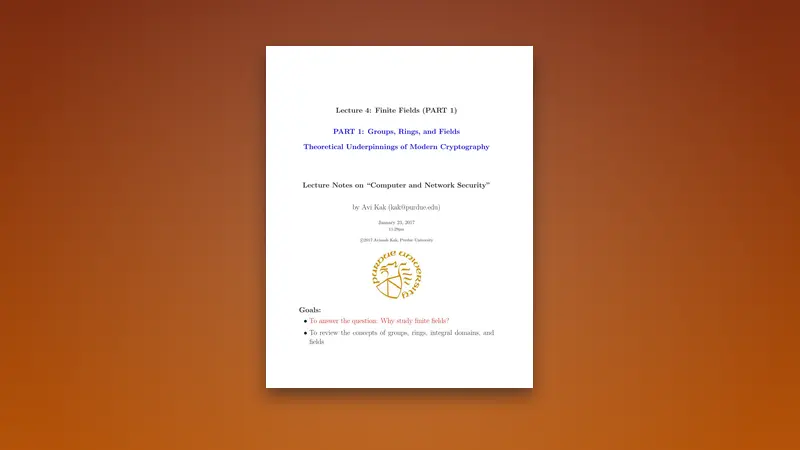 Finite Fields (PART 1) PDF - Groups, Rings, and Fields — PDF cover