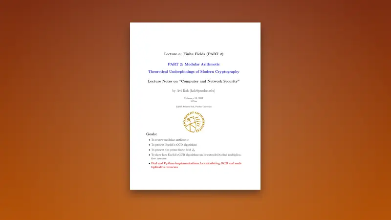 Finite Fields (Part 2) PDF - Modular Arithmetic — PDF cover