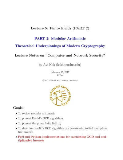 Cover of the Finite Fields (PART 2) - Modular Arithmetic PDF