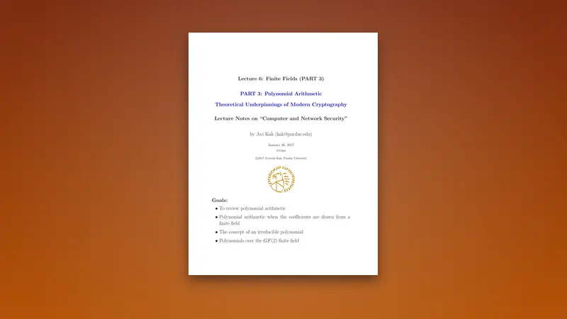 Finite Fields (PART 3) PDF - Polynomial Arithmetic — PDF cover