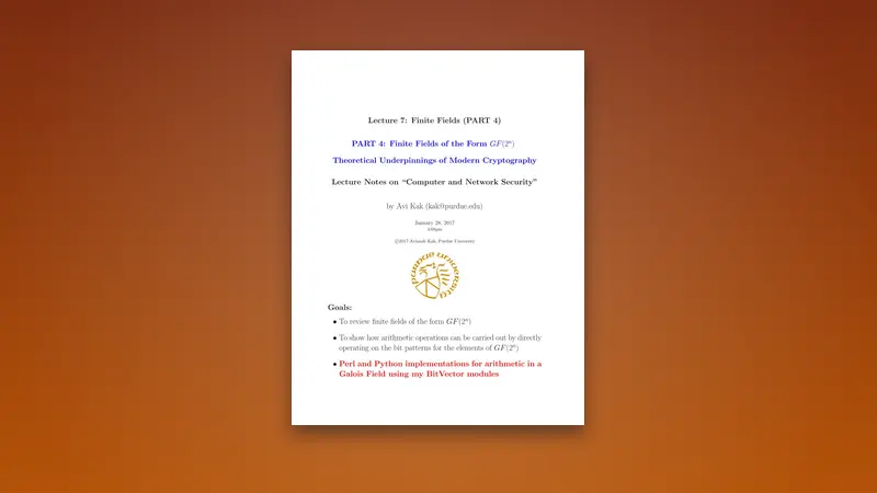 Finite Fields (PART 4) - GF(2ⁿ) for Cryptography — PDF cover