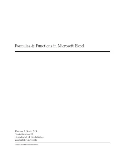 Cover of the Formulas & Functions in Microsoft Excel PDF