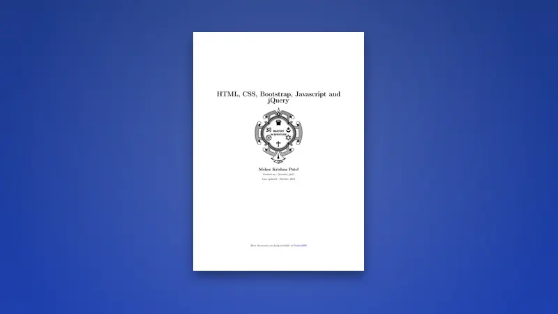 HTML, CSS, Bootstrap, JavaScript, and jQuery — Free PDF — PDF cover