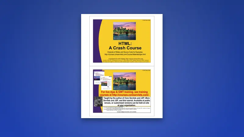 HTML a Crash Course PDF — Essential Web Skills — PDF cover