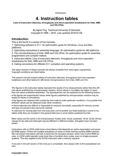 Instruction tables — free PDF cover